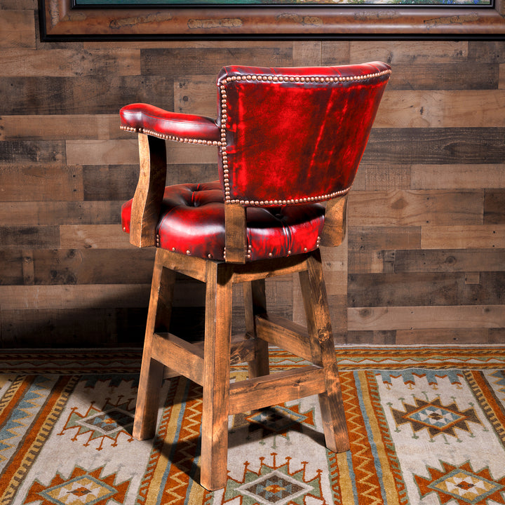 Chisum Coral Leather Bar Stool