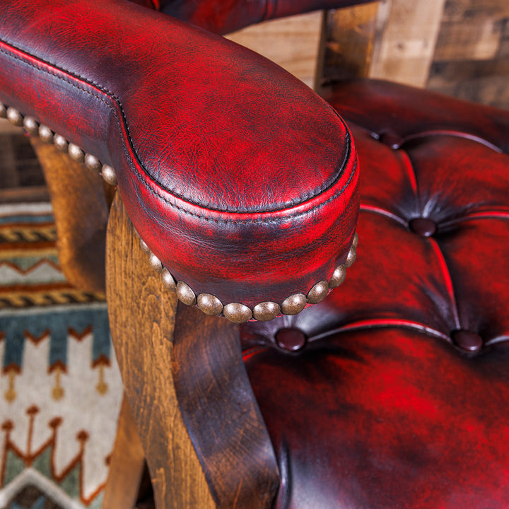 Chisum Coral Leather Bar Stool