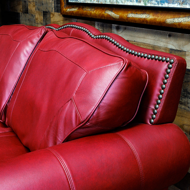 Almont Ruby Red Leather Loveseat