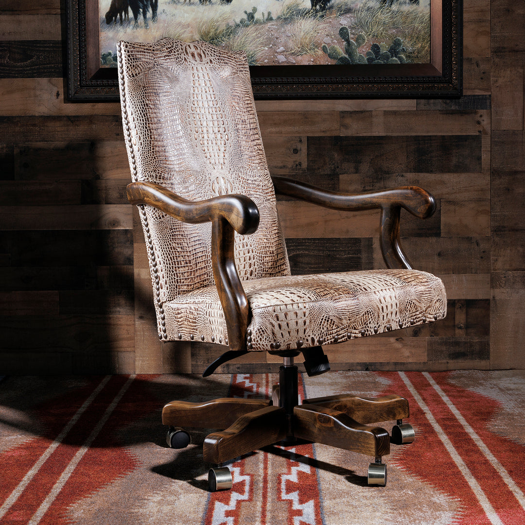 Western Ivory Copper Croc Office Chair