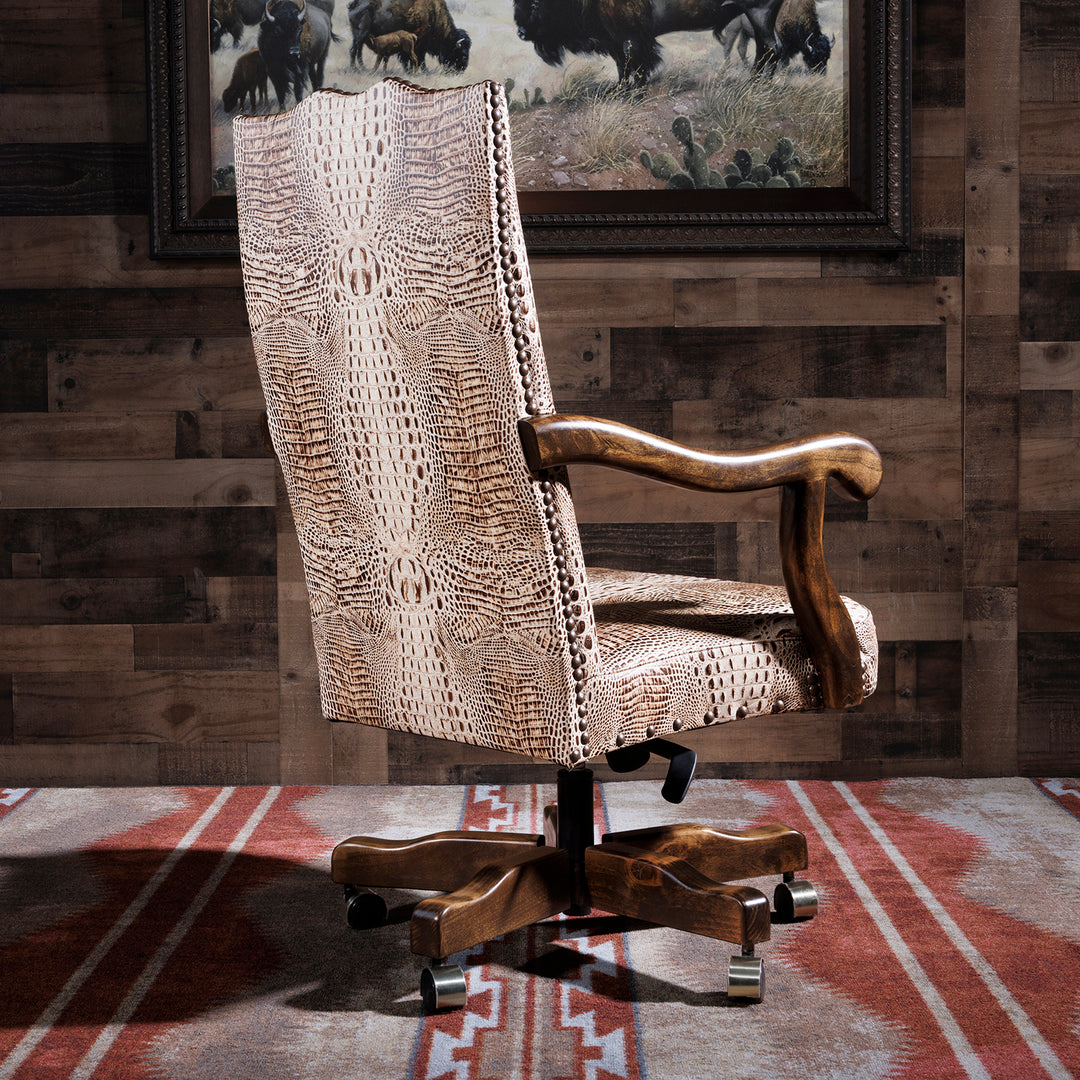 Western Ivory Copper Croc Office Chair