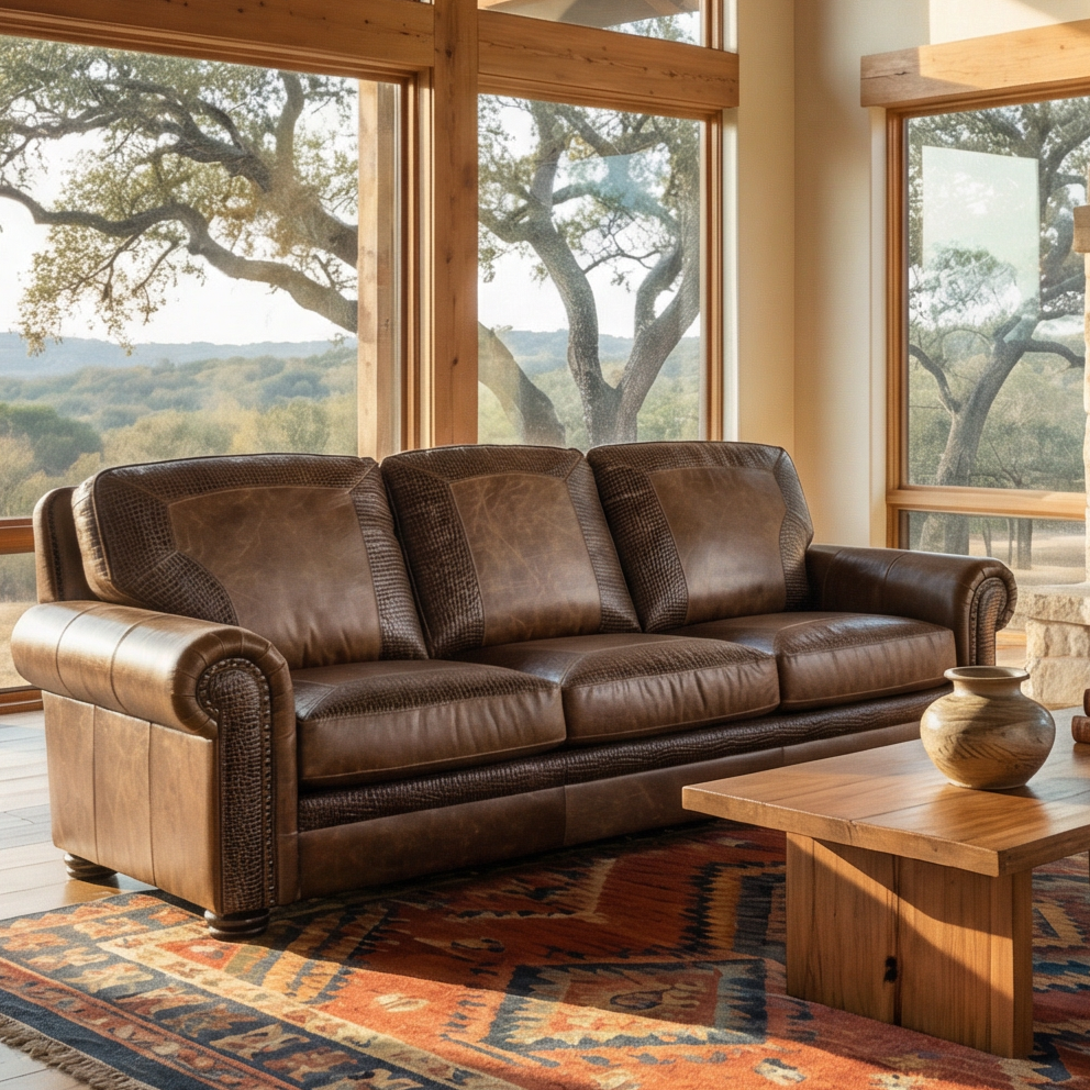 Denver Bison Western Leather Sofa – Hat Creek Interiors