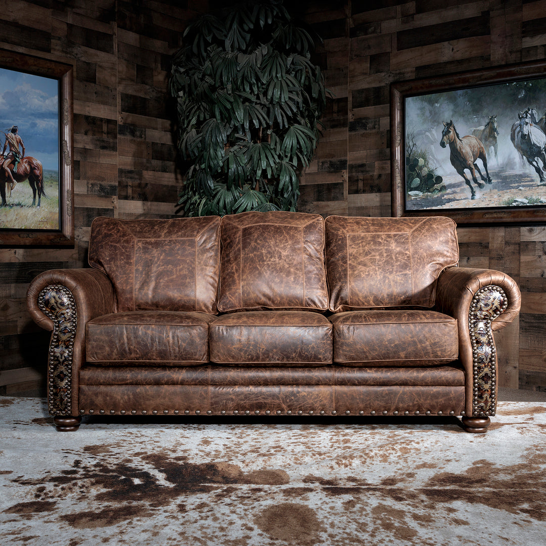 San Saba Western Leather Sofa