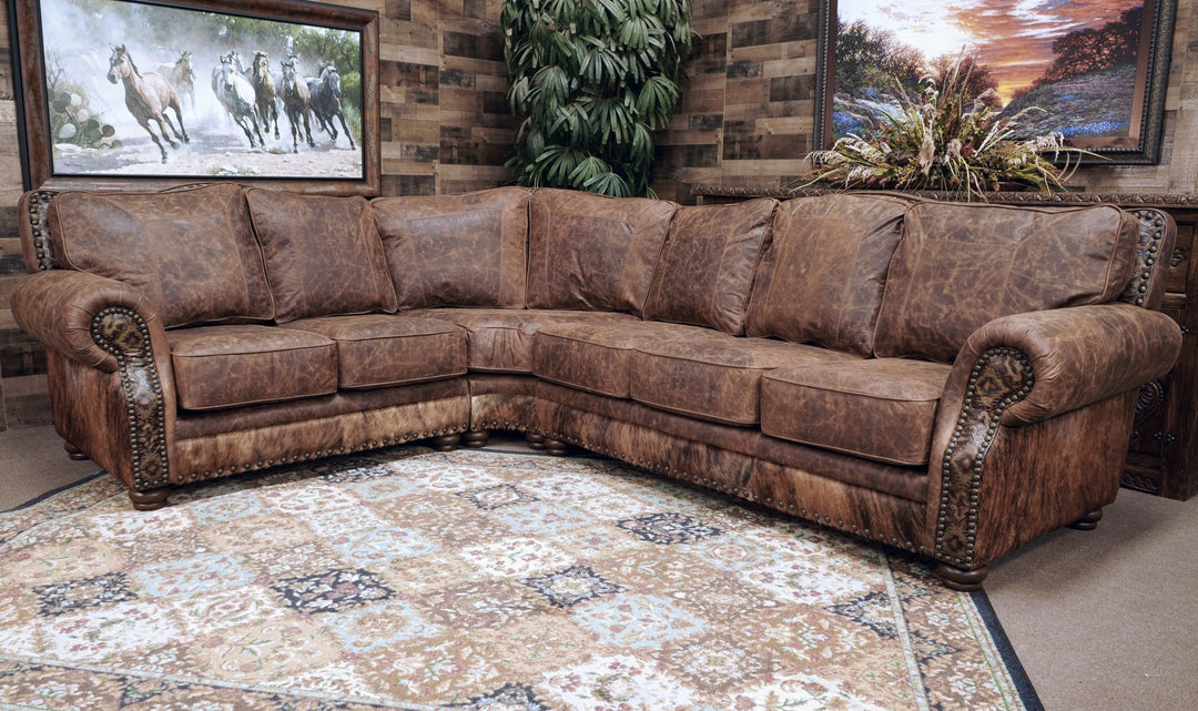 Katy Western Leather Sectional Sofa