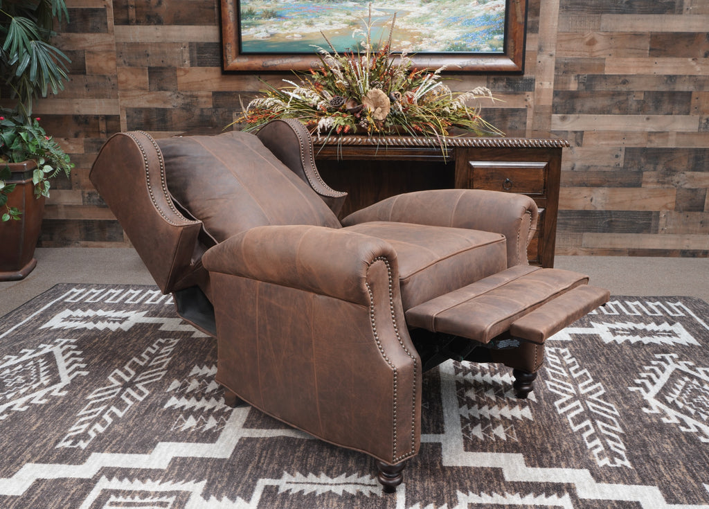 Rustic Distressed Leather Recliner Western Leather Reclining Chair