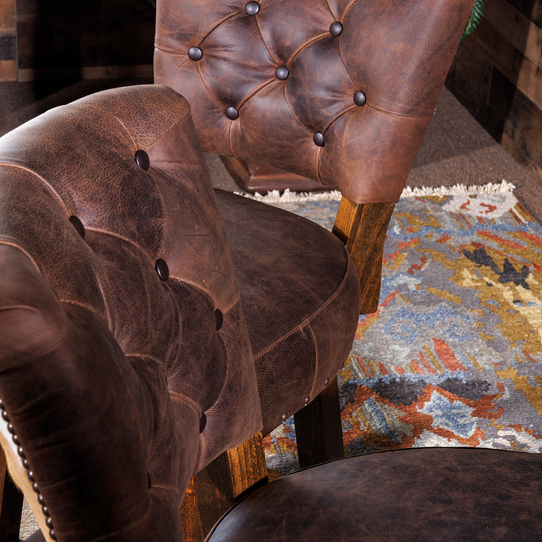 rustic springbok leather bar stool