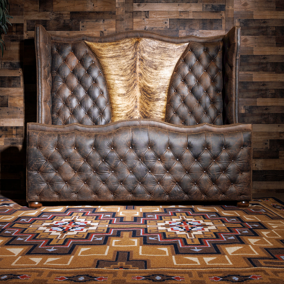 Frontier Western Leather Bed - Desert Cowhide