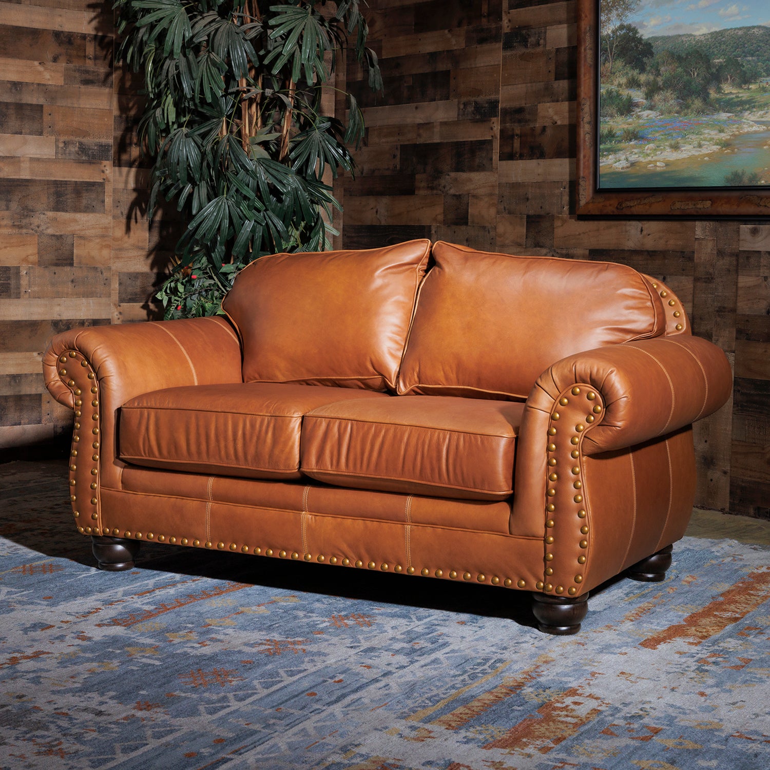Whiskey Leather Western Loveseat
