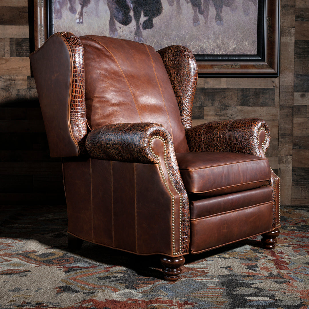 Houston Leather Western Recliner with Croc