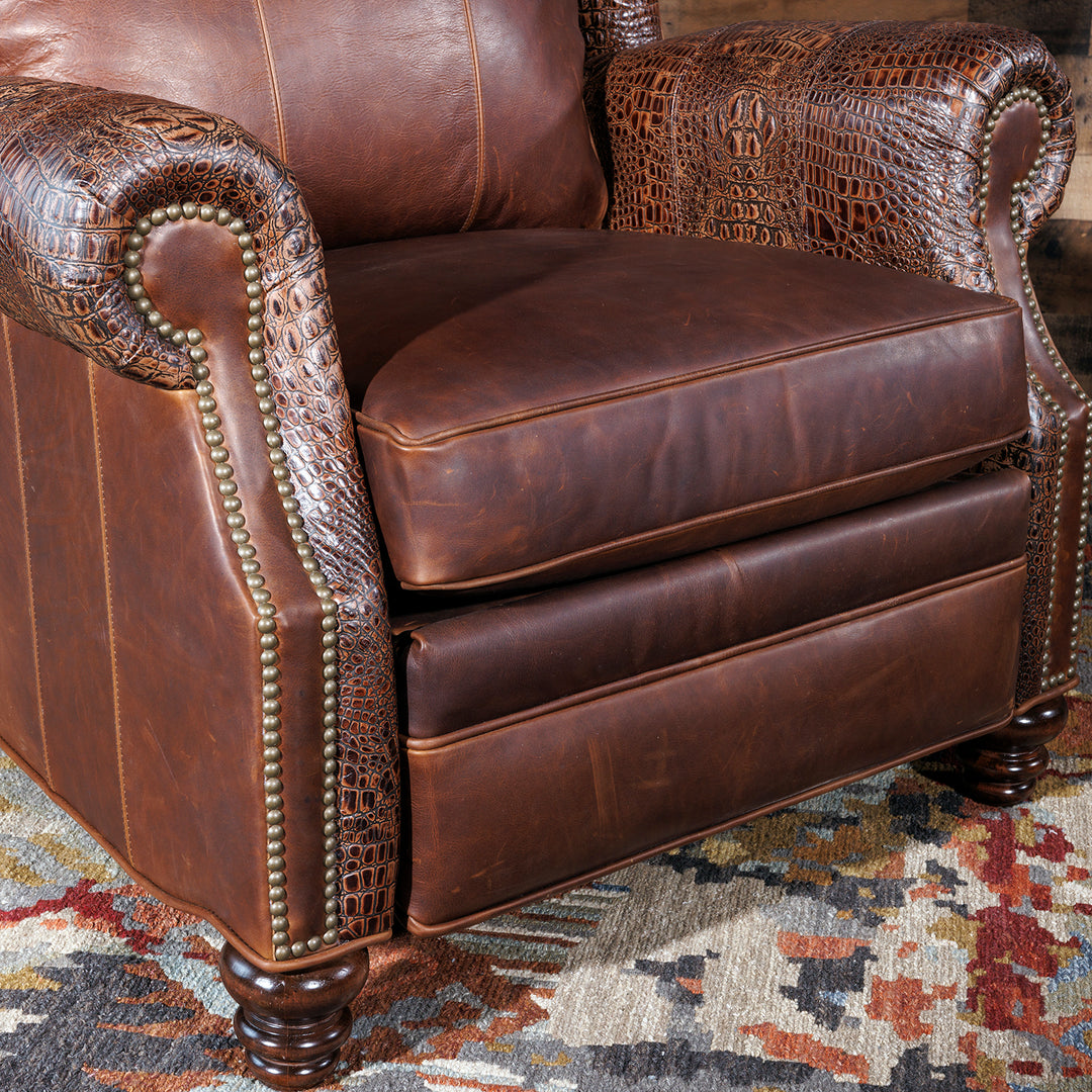 Houston Leather Western Recliner with Croc