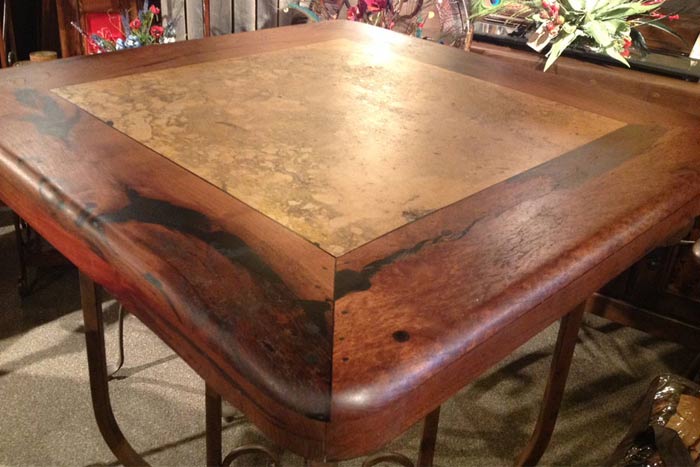 Mesquite Pub Table w/ Travertine – Hat Creek Interiors