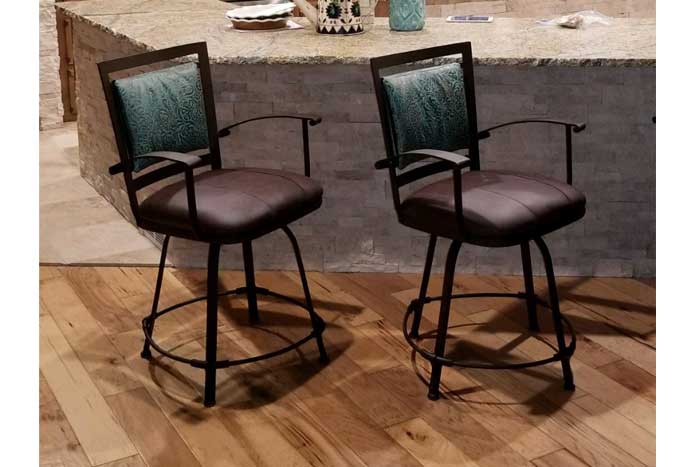 Iron Leather Bar Stools With Arms Industrial Living Room Club Home