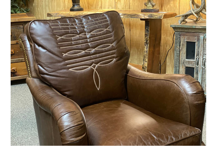 Palomino Boot Stitch Chair Full Grain Leather American Made 8 Way Hand Tied  Construction High Quality Western Style 