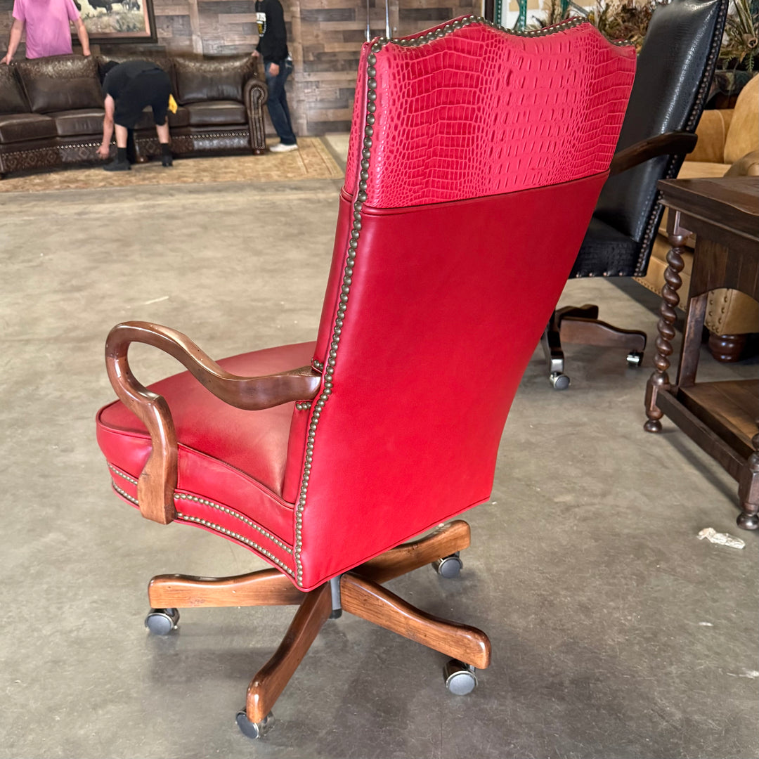 Old Hickory Red Croc Office Chair