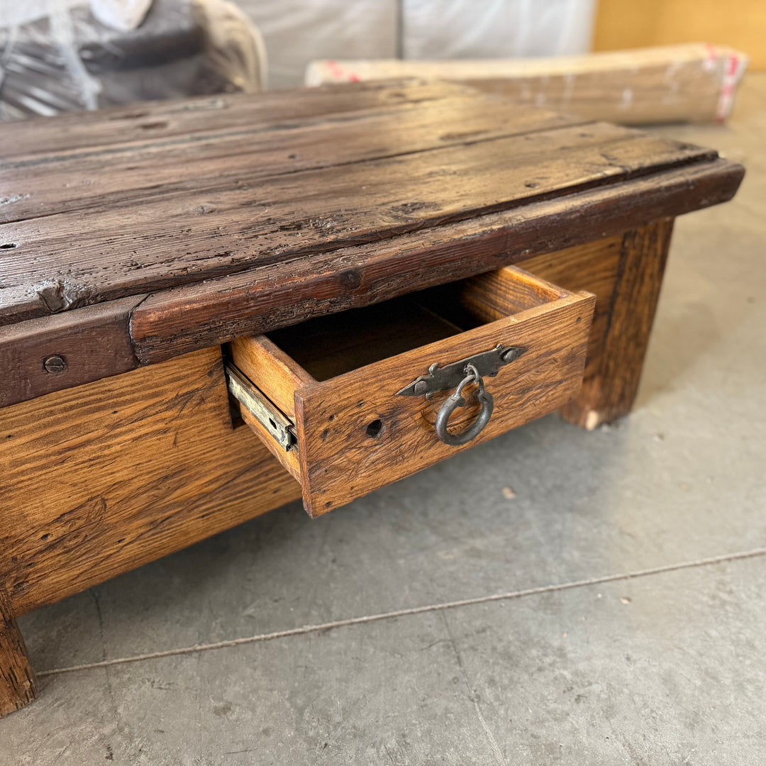 Reclaimed Wood Coffee Table with Drawer