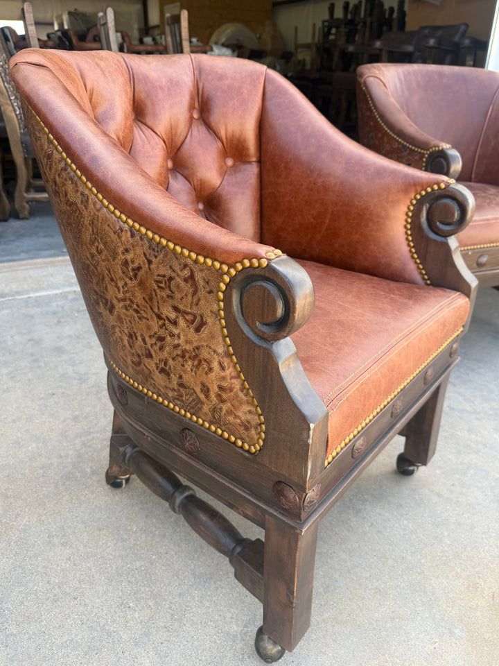 Kurczyn Western Leather Game Chairs (6-Piece Set)