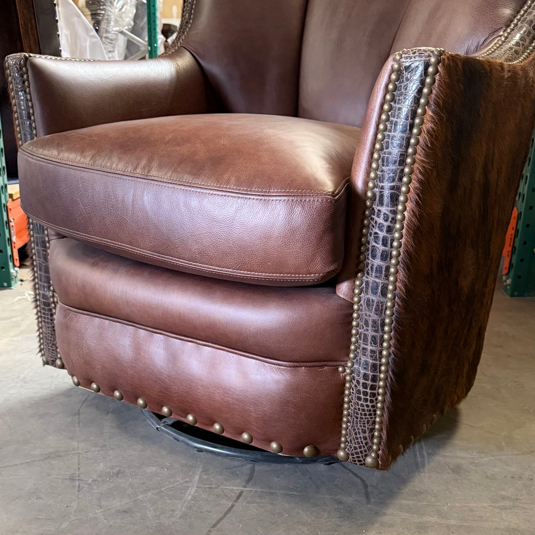 Poncho Cowhide and Croc Swivel/Glider Chair