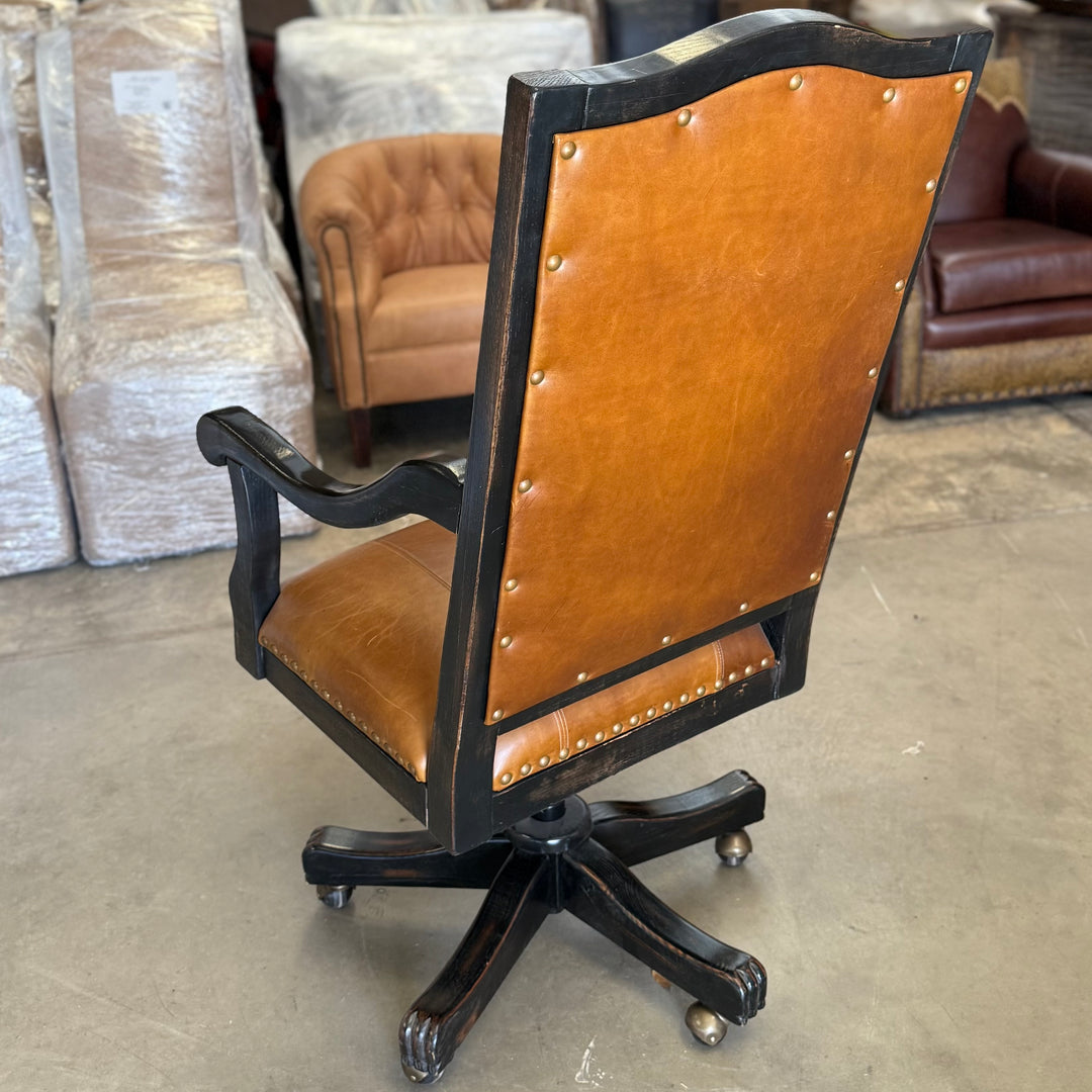 Embossed Leather and Wooden Office Chair