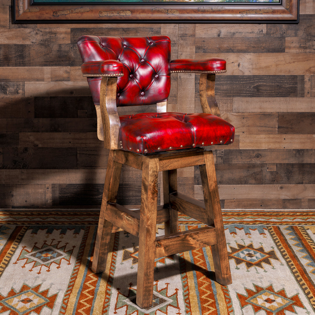Chisum Barstool with Toro Red Leather