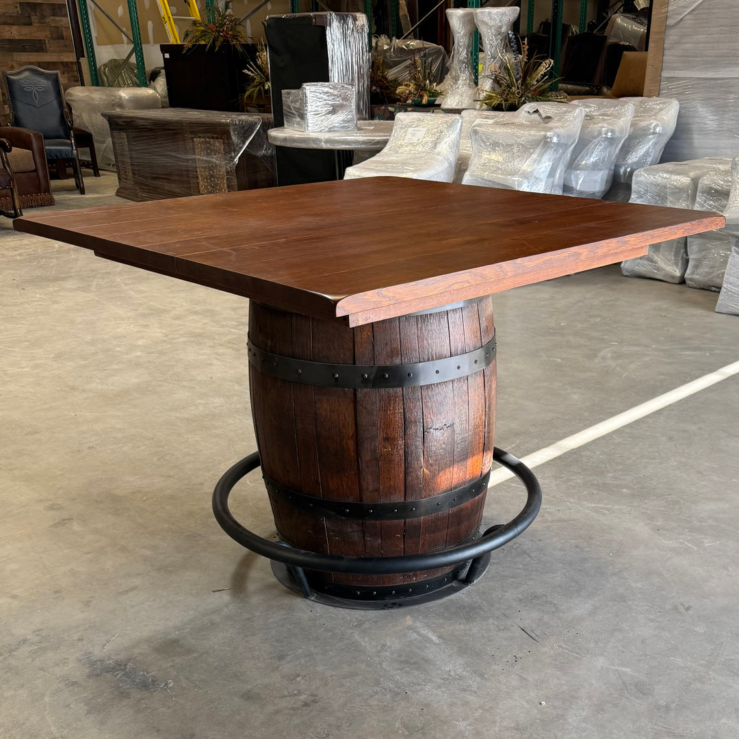 Whiskey Barrel Pub Table and 4 Stools