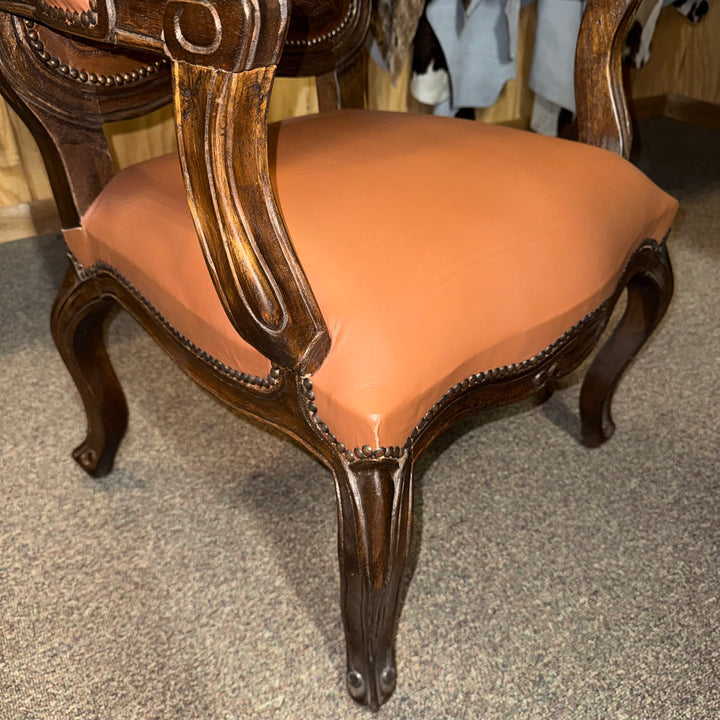 Medallion Carved Leather Accent Chair