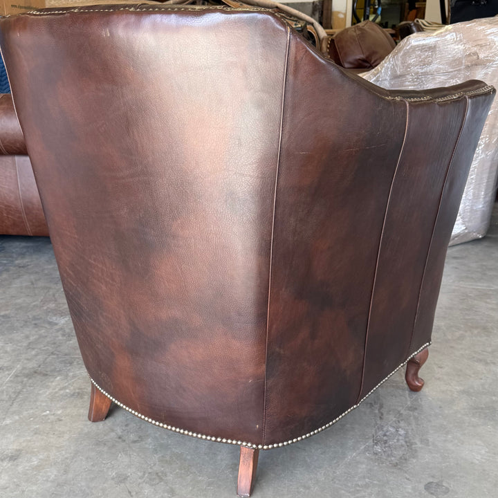 Tufted Leather and Fabric Accent Chair