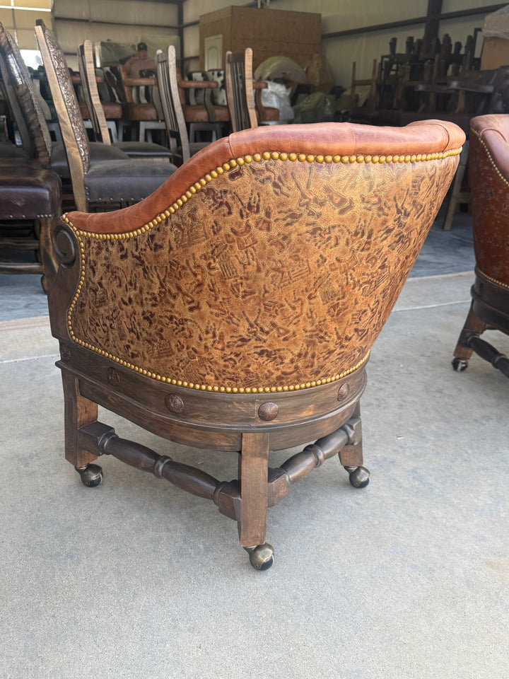 Kurczyn Western Leather Game Chairs (6-Piece Set)