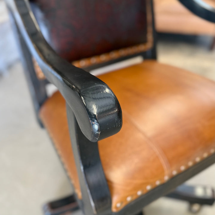 Embossed Leather and Wooden Office Chair
