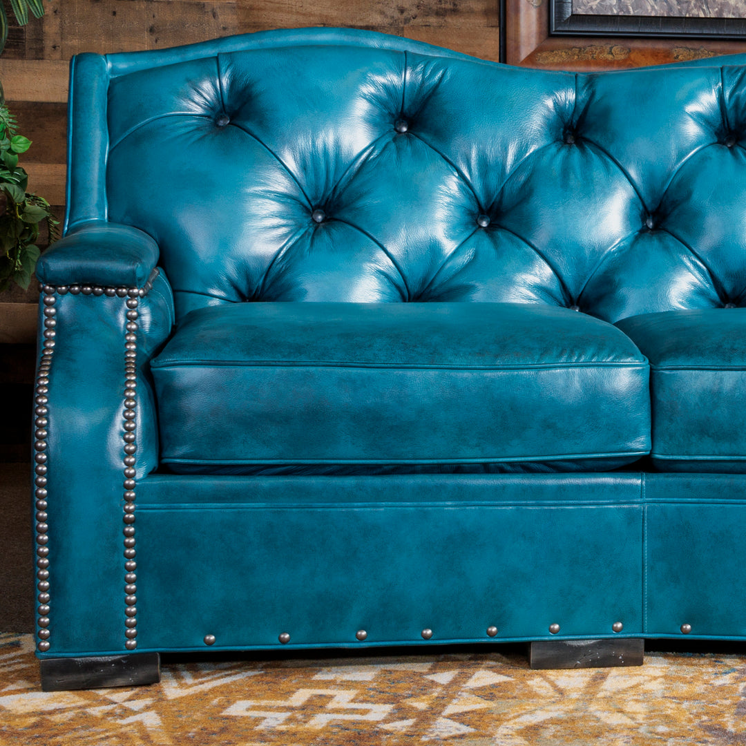 Augustus Turquoise Leather Sofa