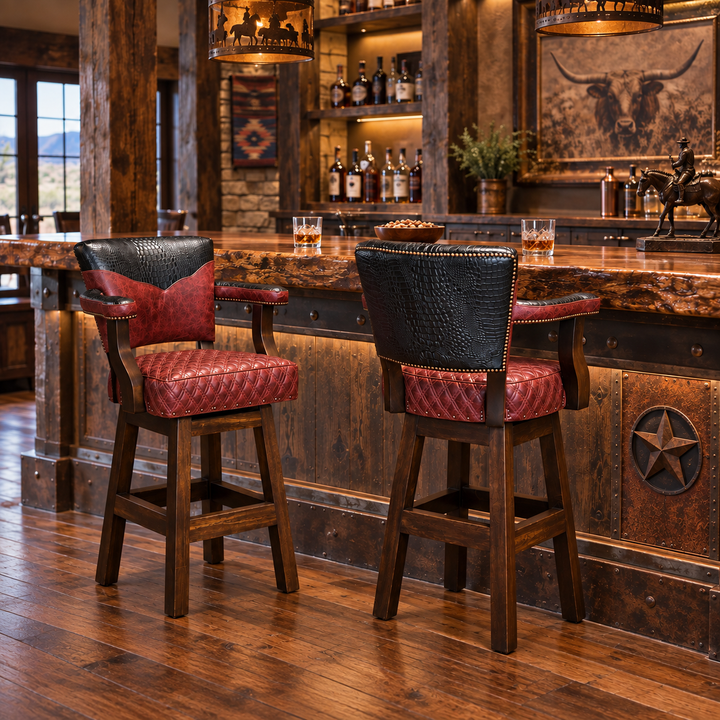 Rio Lobos Western Leather Bar Stool