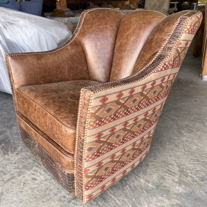 Walnut Croc Swivel Glider Chair