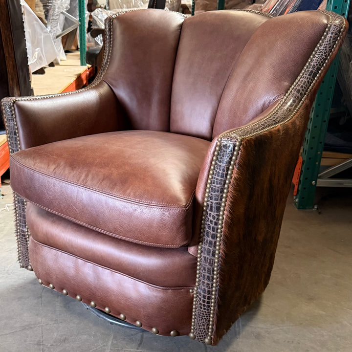 Poncho Cowhide and Croc Swivel/Glider Chair