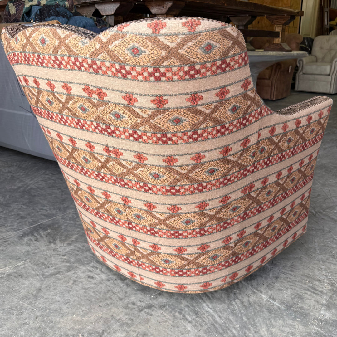 Walnut Croc Swivel Glider Chair