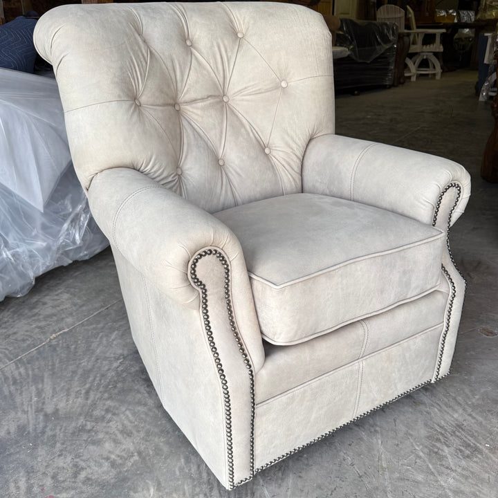 Grey Smoke Tufted Leather Chair