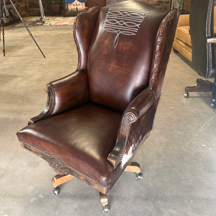 Chisum Boot-stitch and Cowhide Office Chair