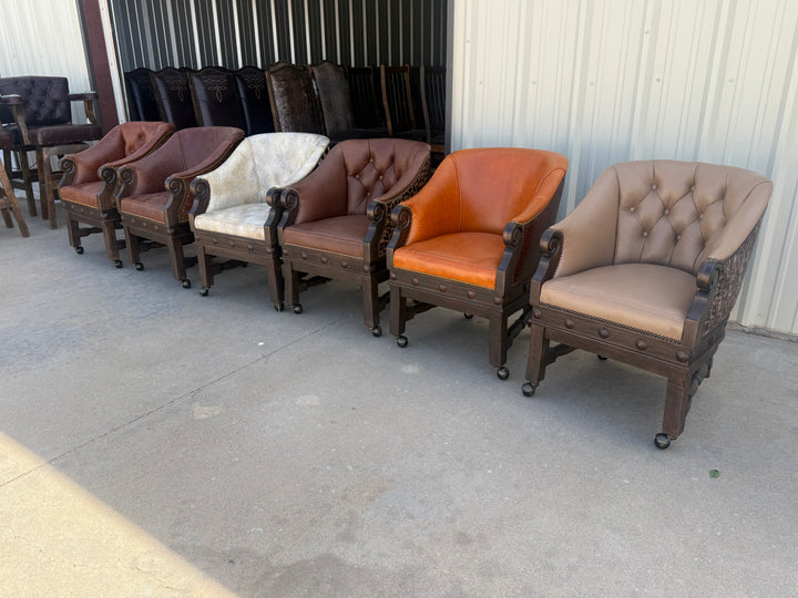 Kurczyn Western Leather Game Chairs (6-Piece Set)