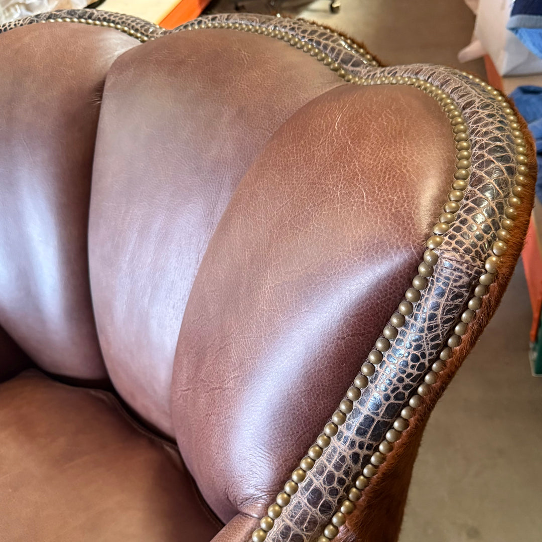 Poncho Cowhide and Croc Swivel/Glider Chair
