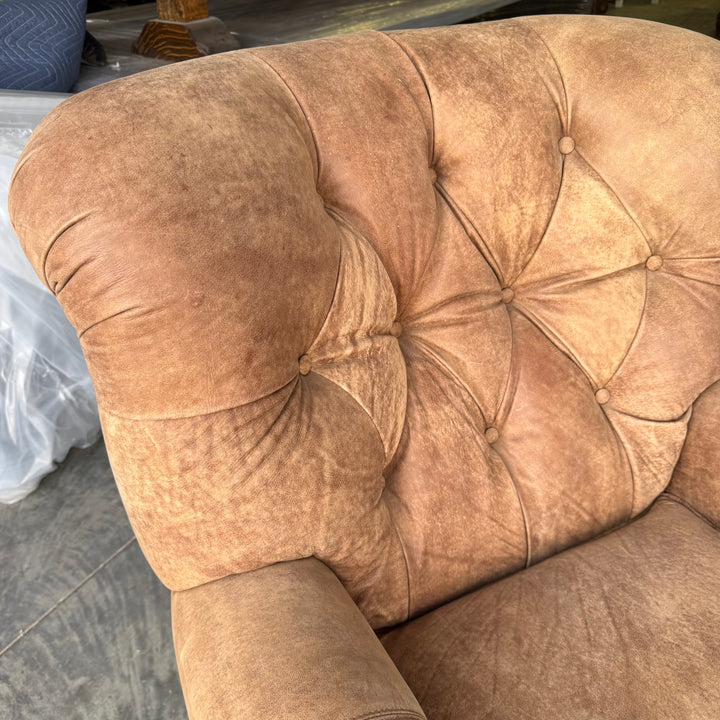 Sylvester Tufted Leather Swivel Chair