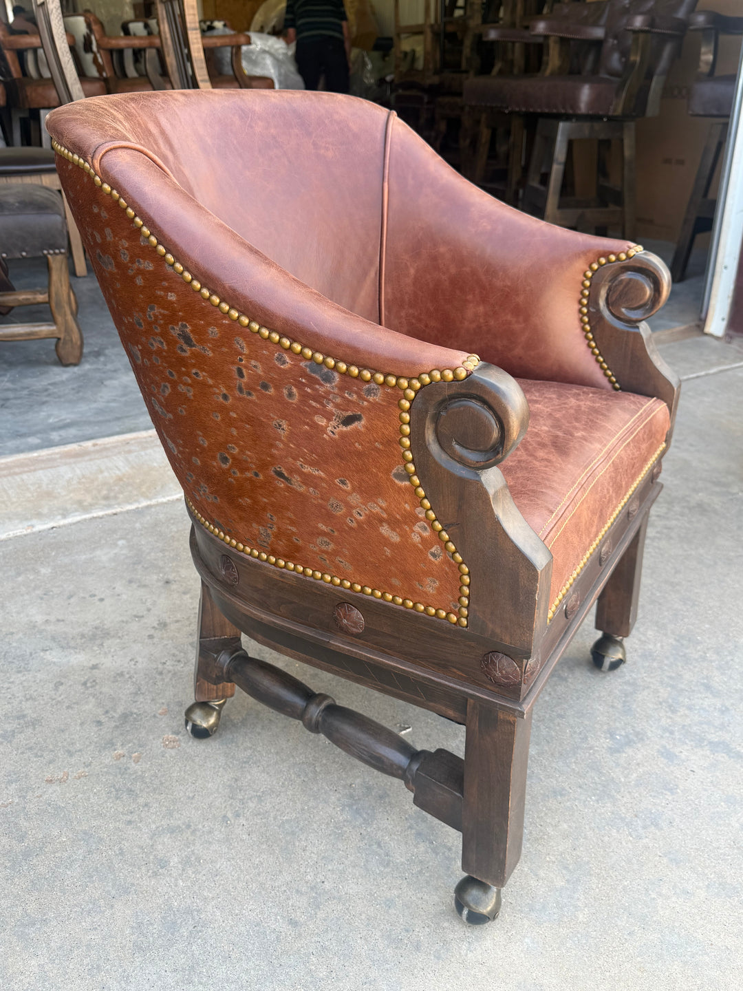 Kurczyn Western Leather Game Chairs (6-Piece Set)