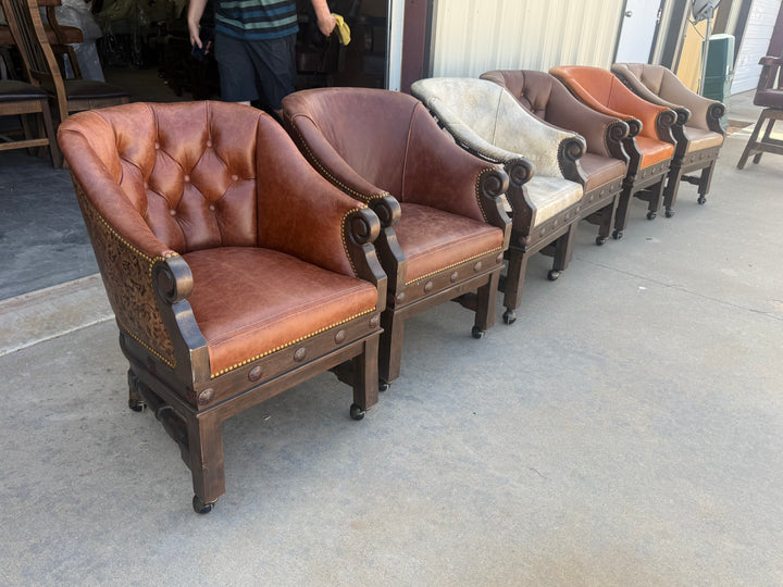 Kurczyn Western Leather Game Chairs (6-Piece Set)