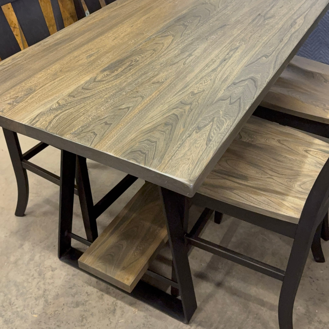 Amish Elm Counter Table Dining Set