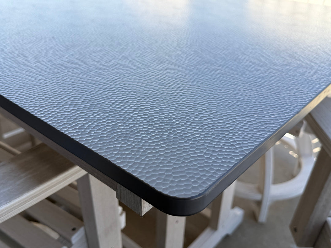 Hammered Bronze and Seashell Outdoor Dining Set - 6 Chairs with Table
