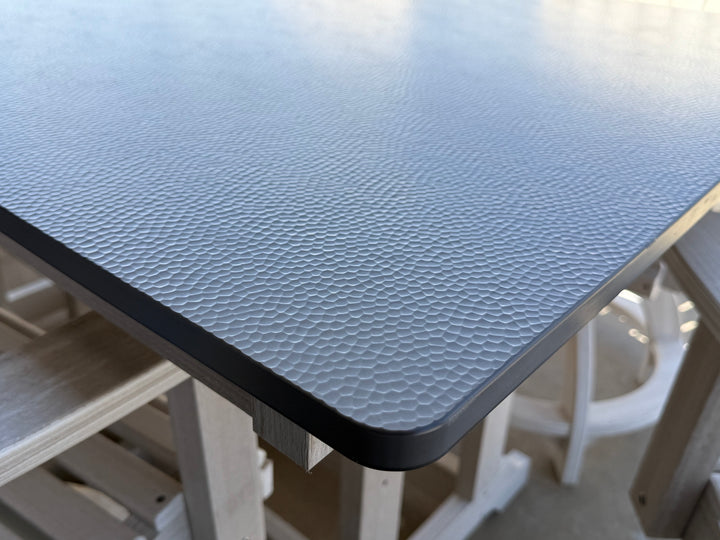 Hammered Bronze and Seashell Outdoor Dining Set - 6 Chairs with Table