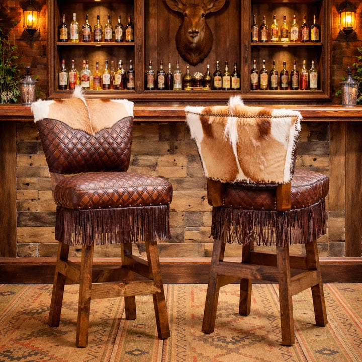Abernathy Springbok Leather Bar Stool