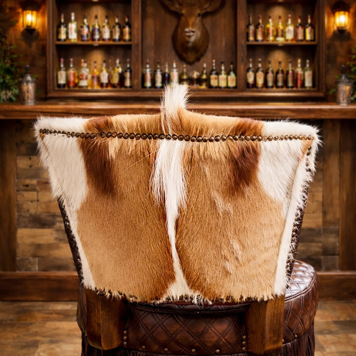 Abernathy Springbok Leather Bar Stool