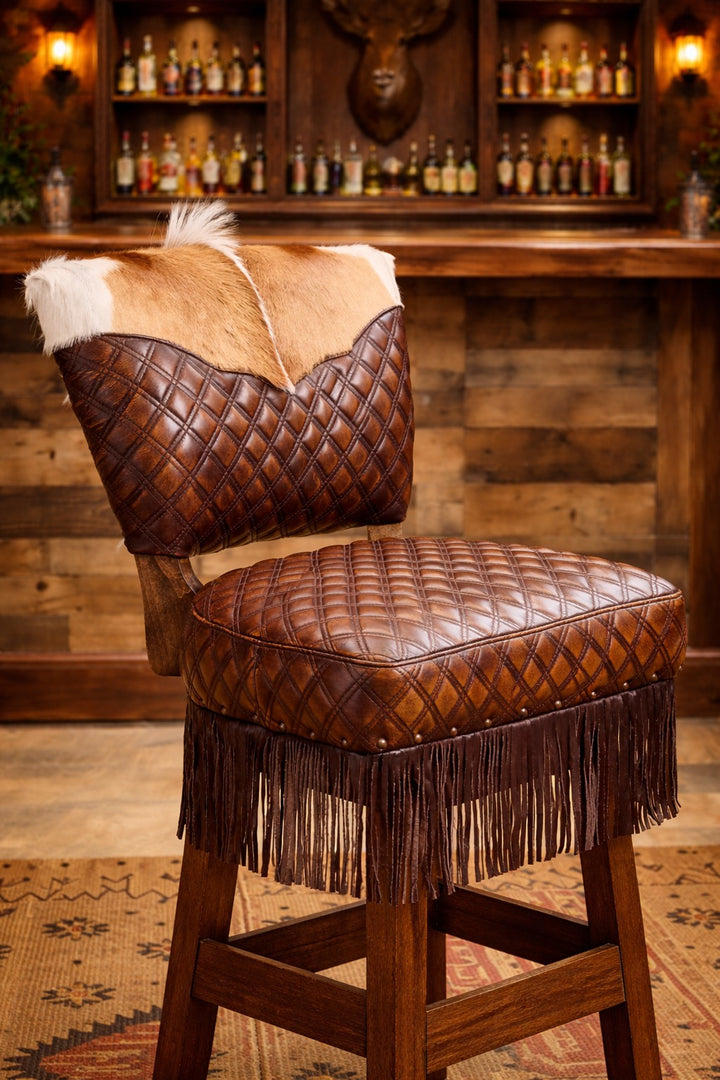 Abernathy Springbok Leather Bar Stool