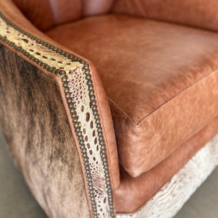Tuscany Croc and Cowhide Swivel Glider Chair