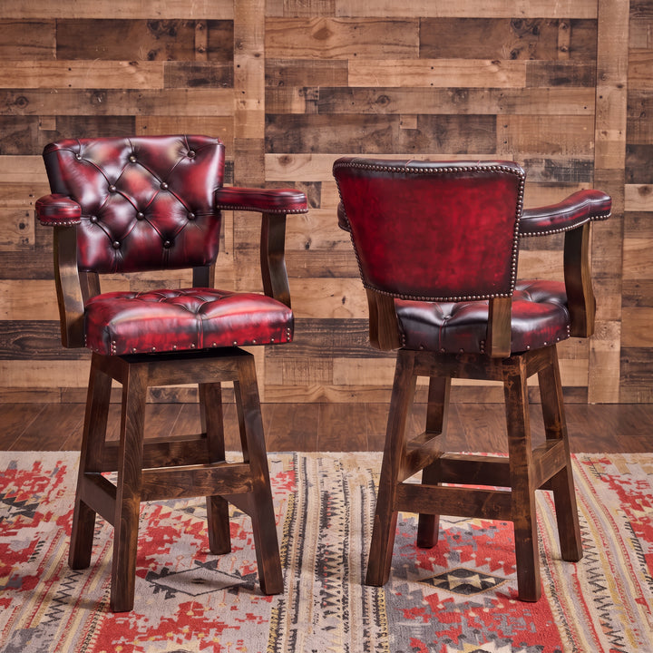 Adobe Coral Leather Bar Stool
