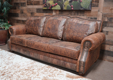 Almont Pecan Leather Sofa