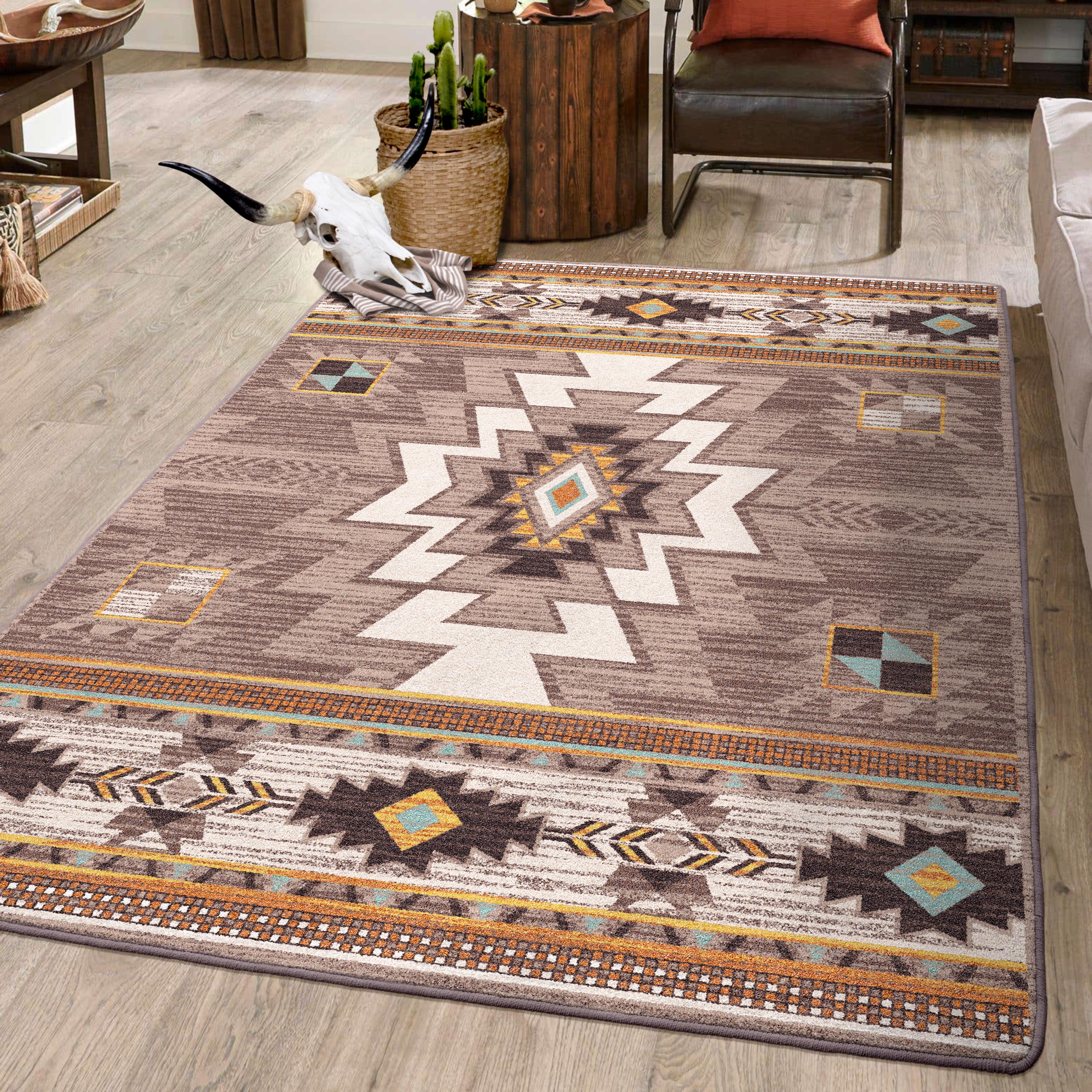 Sw Large Rug Southwest Round Print Rug | Southwestern Style Area Rugs – Hat Creek ...